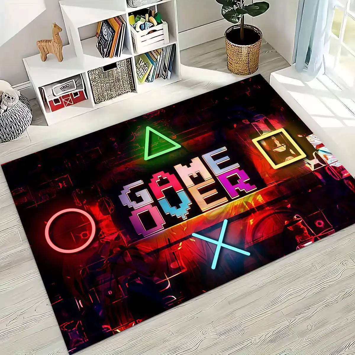 27 Style Gamer Zone Game Controller Cartoon Playroom Rug for Bedroom Living Room Sofa Home Doormat Decor, Non-slip Floor Mat