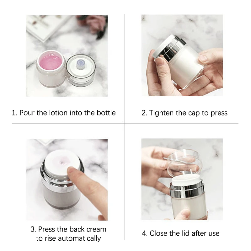 

15G 30G 50G Cosmetic Jar Acrylic Cream Refillable Cans Vacuum Bottle Press Style Cream Jar Vials Airless Cosmetic Container