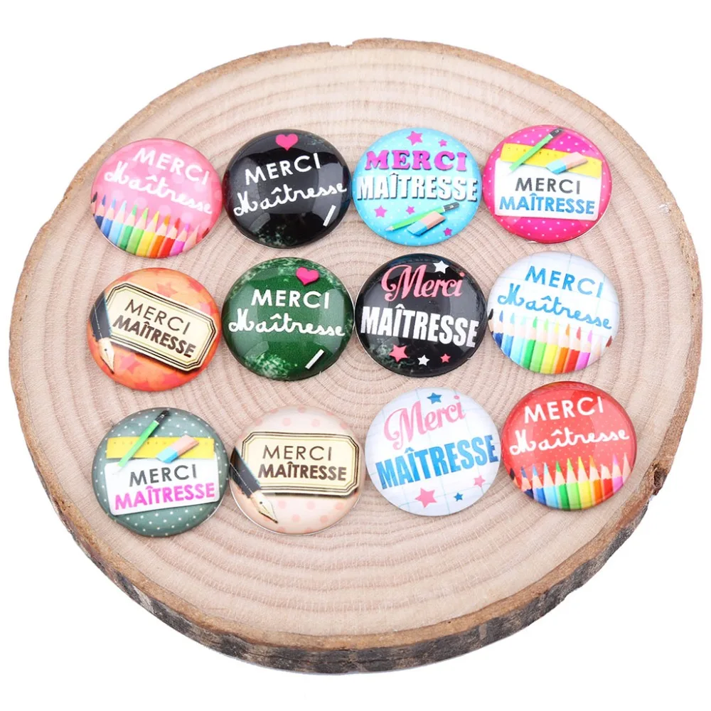 onwear 20pcs mix merci maitresse photo glass cabochon 20mm 25mm round dome diy jewelry findings for pendants necklace