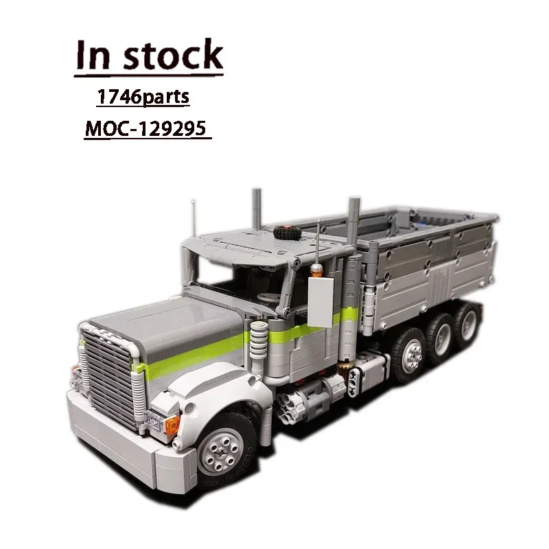 Freightliner-Dump Truck Building Block Model for Kids, Brinquedo Educativo Presente, Presente de Aniversário, Day Cab, MOC-129295C, 1746 Peças