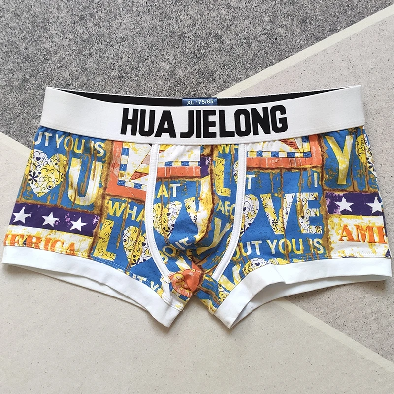 3pcs/lot Men's Cotton Cartoon Print Mid Rise Boxer Pants Personalized Youth Trend Comfortable and Breathable Boxers