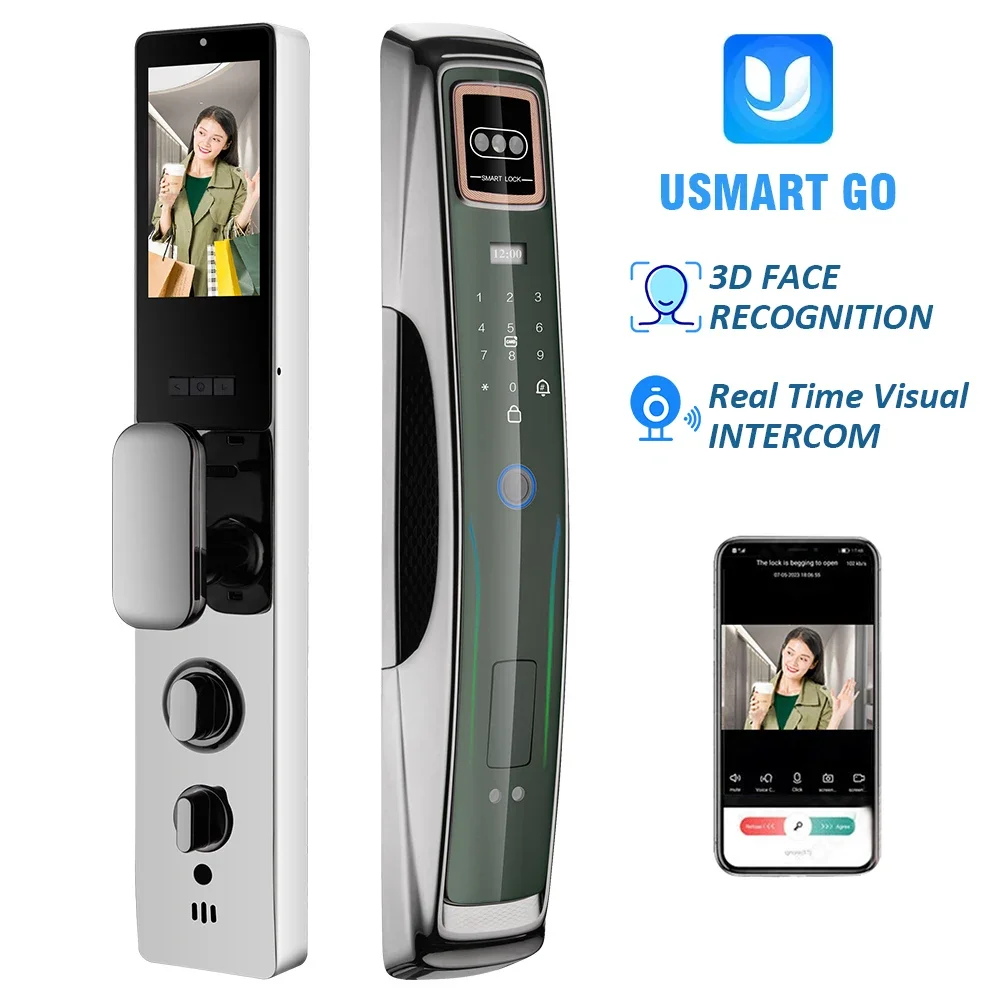 

Полностью автоматический интеллектуальный цифровой смарт-замок с отпечатком пальца, Wi-Fi, распознаванием лиц Usmart Go и функцией домофона