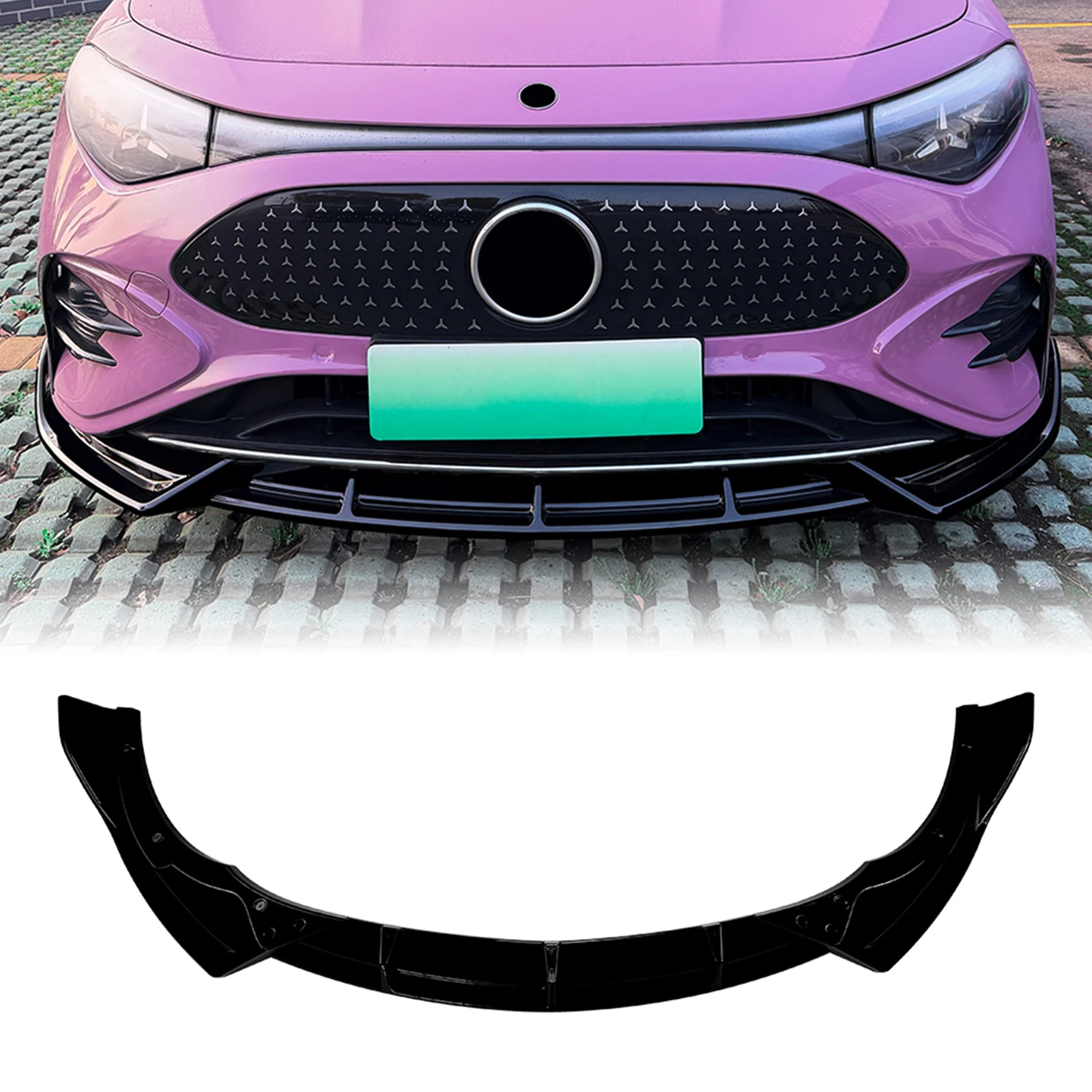 

For Mercedes Benz CLA Class C174 C178 AMG Line 2026+ Front Bumper Spoiler Lip Carbon Fiber Look/Gloss Black Lower Splitter Blade