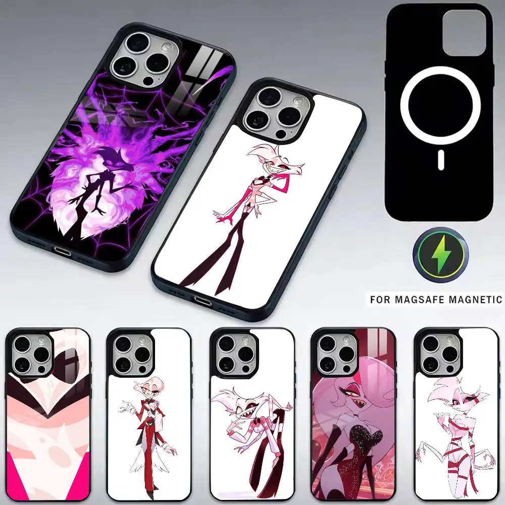 

A-Angel Dust Hazbin H-Hotel-l Phone Case For iPhone17,16,15,14,13,12,11 Plus,Pro Magnetic with Magsafe Wireless Charging