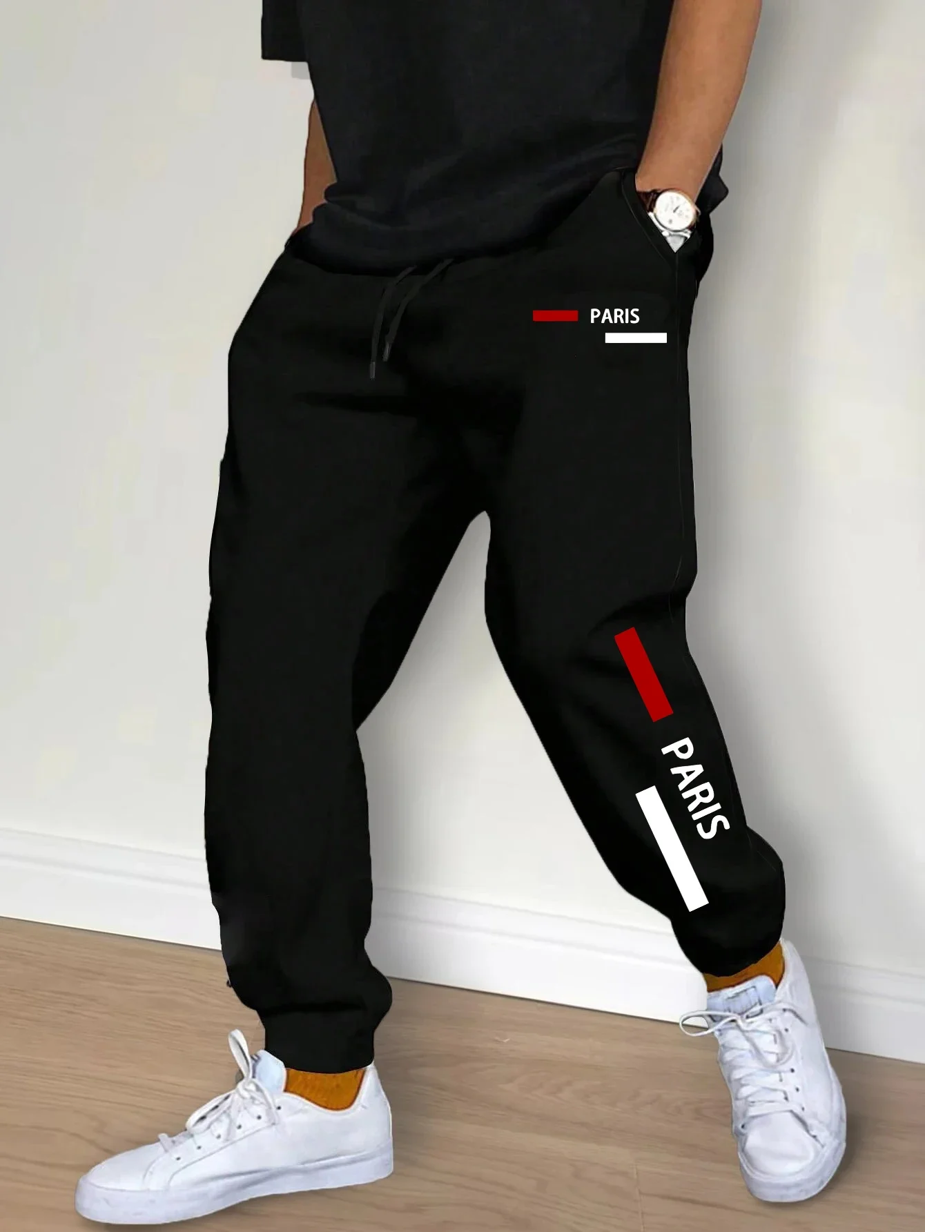 New in Mens Sweatpants Paris Printed Hot Sales Sports Pants Fitness Jogger Trousers Daily Casual Exercise Male Pants Fall Winter