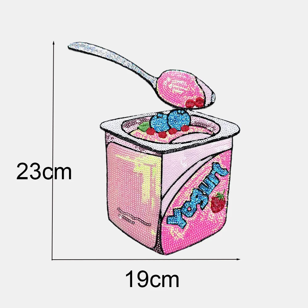 1 Piece 19*23cm Sequin Yoghurt Patch Shining Iron on Patch for Garment Bag Decoration DIY Applique Clothing Accessories