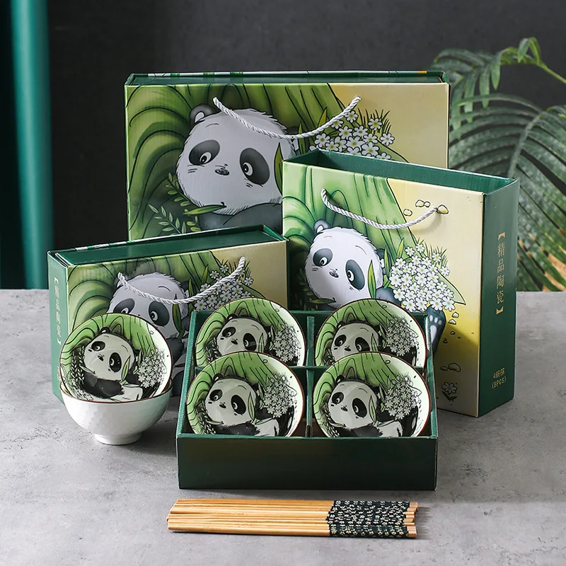 Creative Panda Tableware Set Cartoon Ceramic Tableware Gift Box