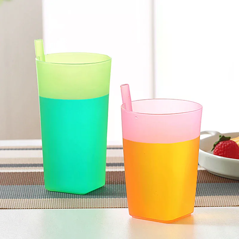 Children Infant Baby Sip Cup With Built In Straw Mug Drink Kids Water Bottle Food-grade Plastic Integrated Straw Cup