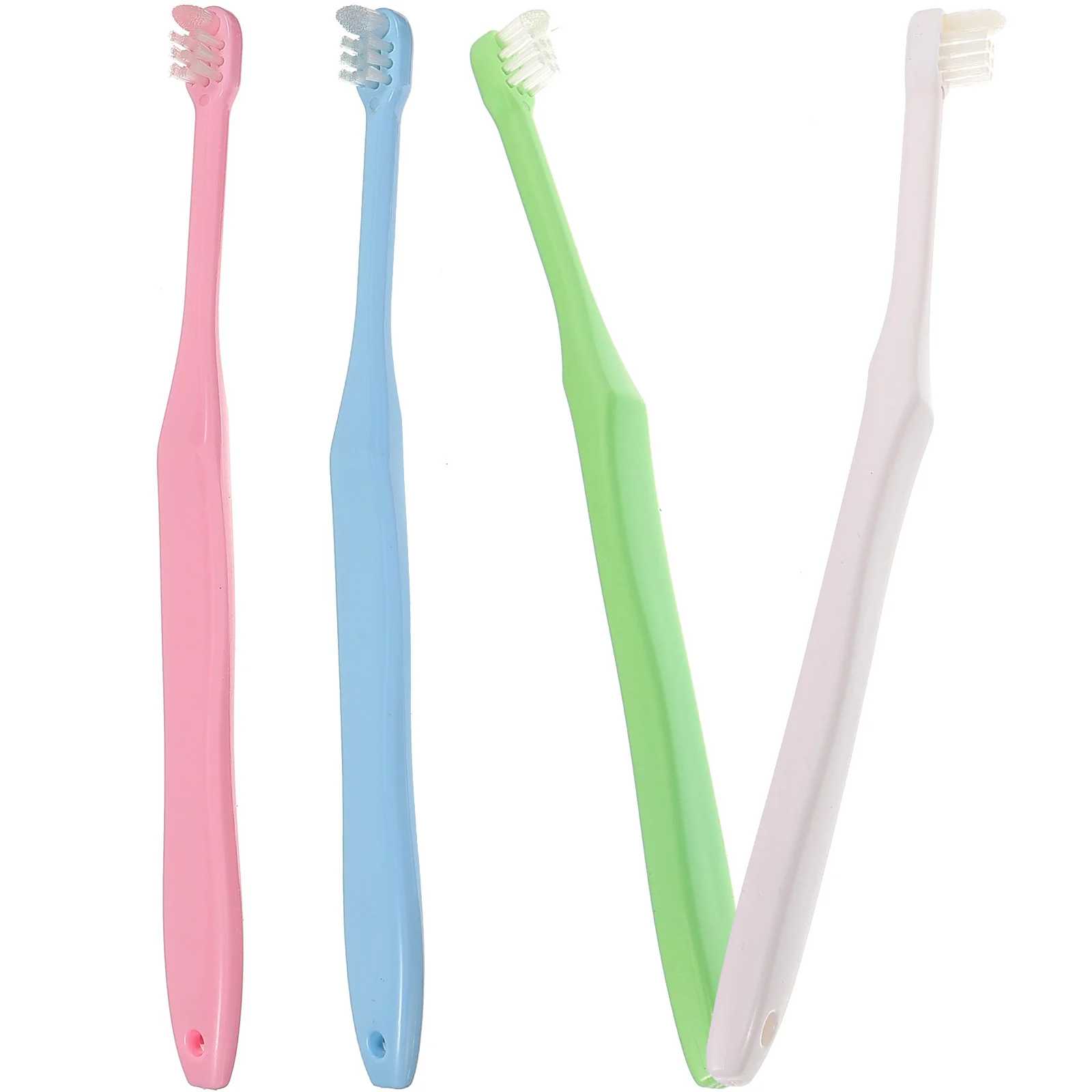4 قطعة فرشاة الأسنان بين الأسنان برأس صغير فرش الأسنان اليدوية تصميم مريح لتنظيف الفم اليومي والسفر استخدام PP دائم