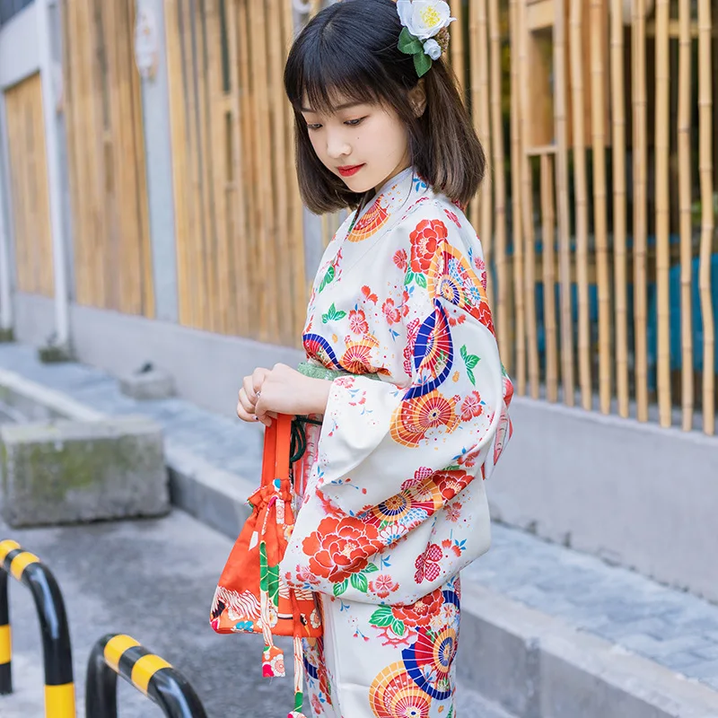 Japanese Yukata Female Formal Wear Polyester Girl Sense Traditional Clothing Not Easy To Wrinkle Free Ironing Kimono Set