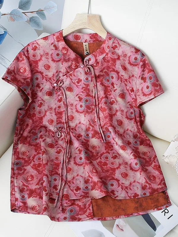 

Новый китайский Sle Retro Summer Faion Tassel ort Sve воротник-стойка с боковой пуговицей свободный утягивающий базовый слой женский irt