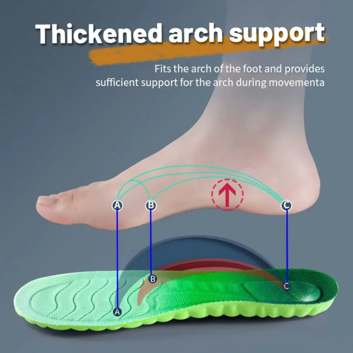 1Pair Sport Insoles PU High Stretch Shock Resistant Antibacterial Anti-odorant Breathable Insoles Comfortable for Shoes Cushion view 6