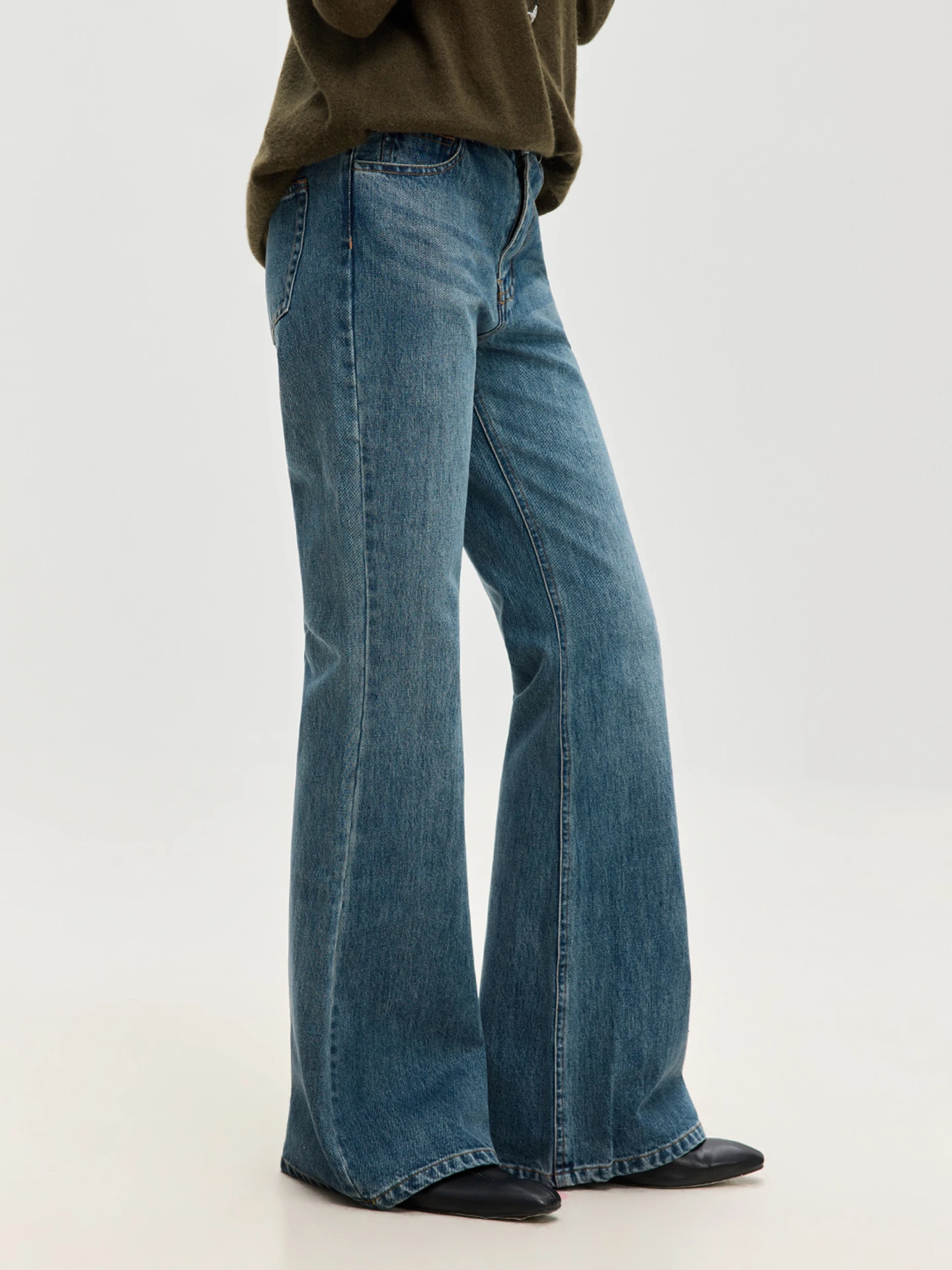 

Джинсы LUR Retro с высокой талией и расклешенными штанинами, женские, весна 2026, повседневные, удлиненные, универсальные, из хлопкового денима