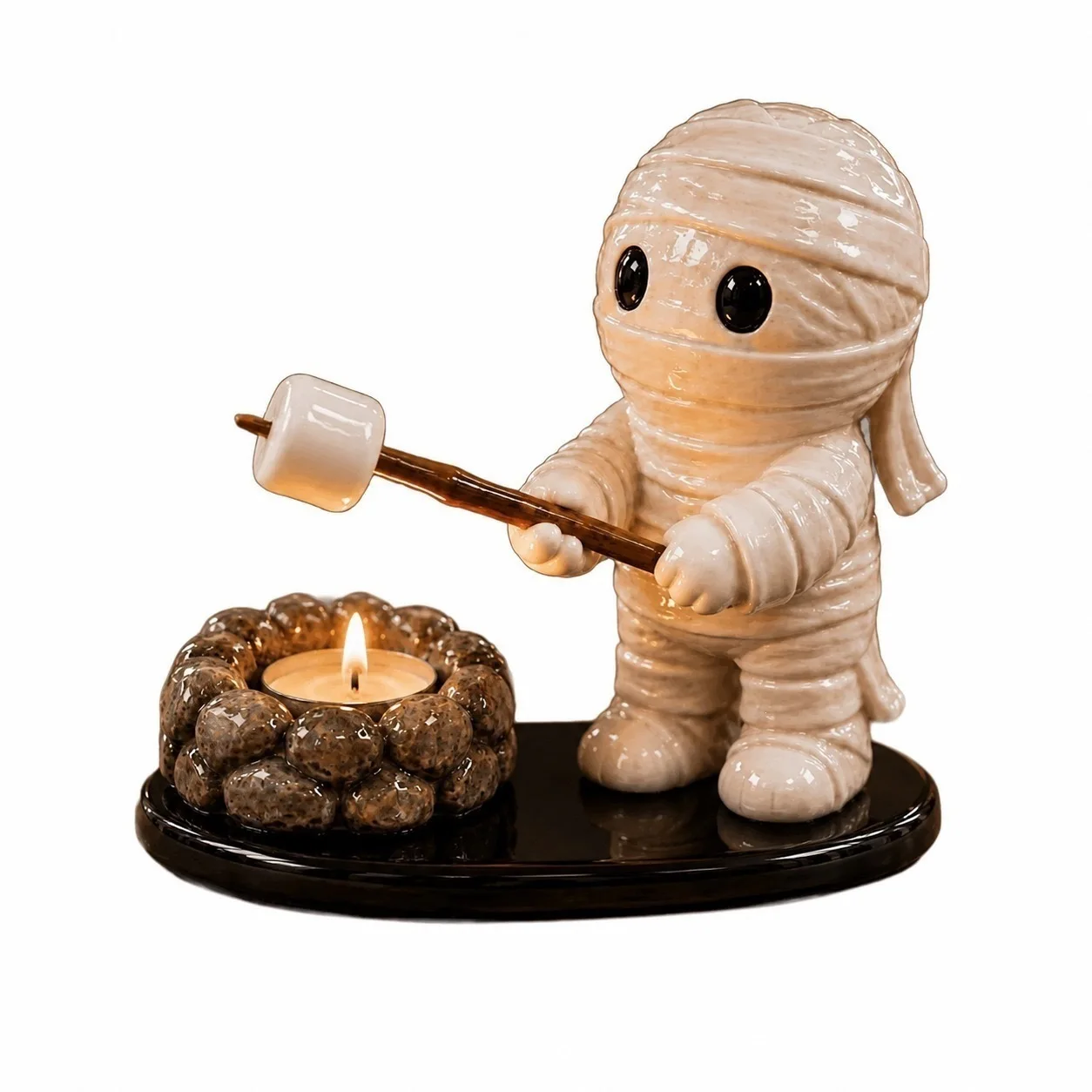 Halloween Campfire Tealight Holder, Ghost Mummy Scarecrow Figurine Candle Holder, Resin Home Decor Ornament