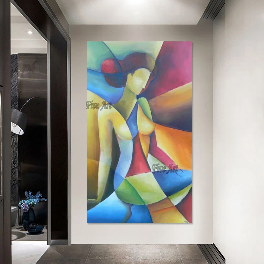 Colourful Handmade Modern Abstract Naked Women Oil Painting Canvas Acrylic Artwork Hotel Wall Pictures Home Decoration Pieces