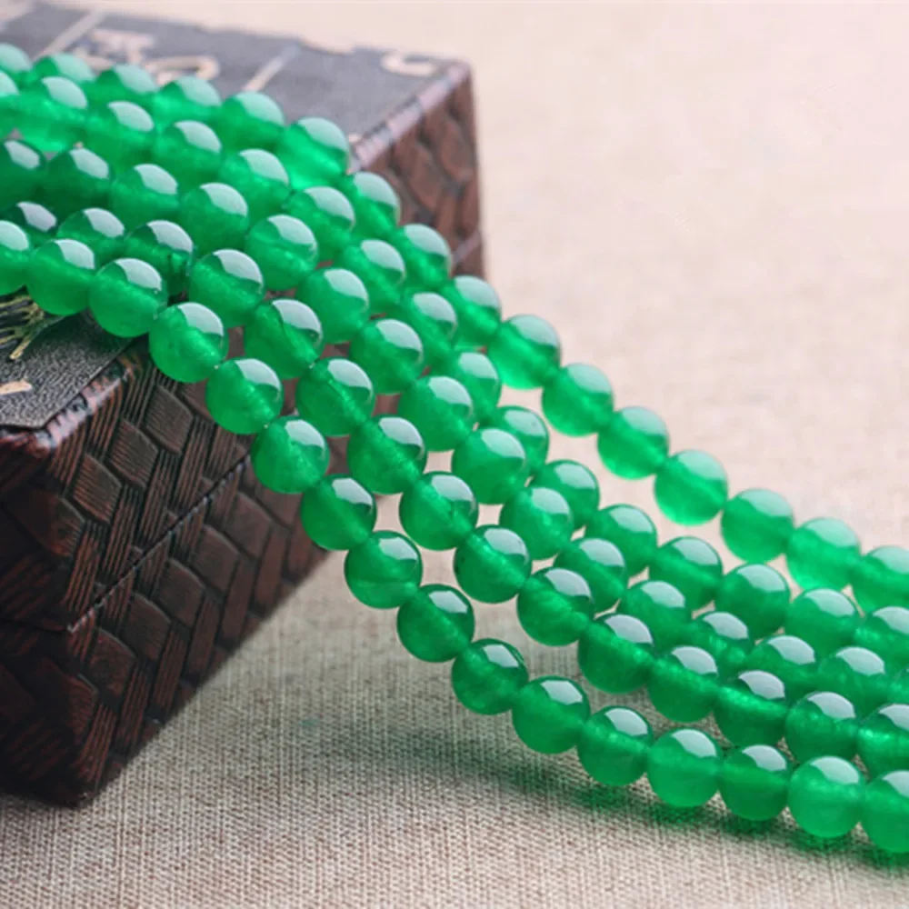 

Grade A Natural Green Jade Beads 6mm-12mm Smooth Polished Round 15 Inch Strand