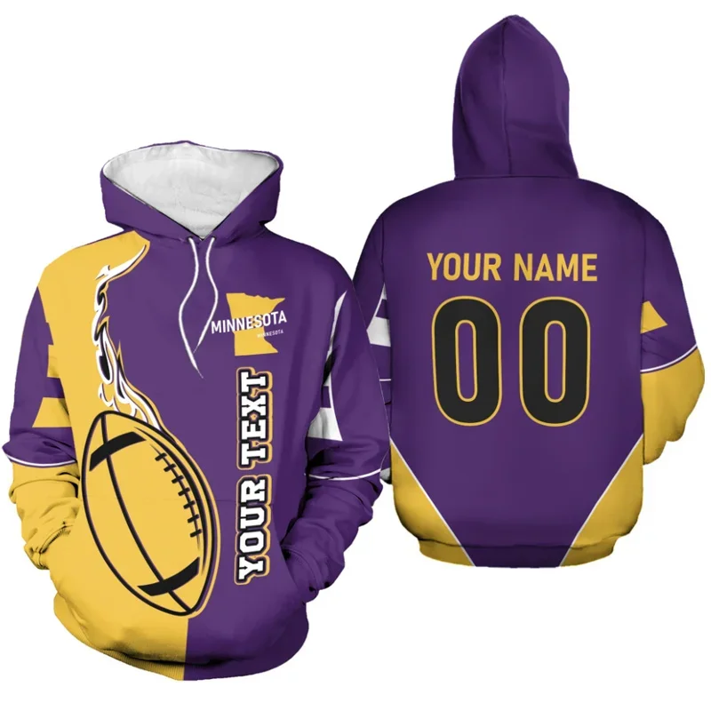 Custom American Football Hoodie With Name & Number Men Pullover 3D Printed New in Hoodies Women Harajuku Fashion y2k Sweatshirt