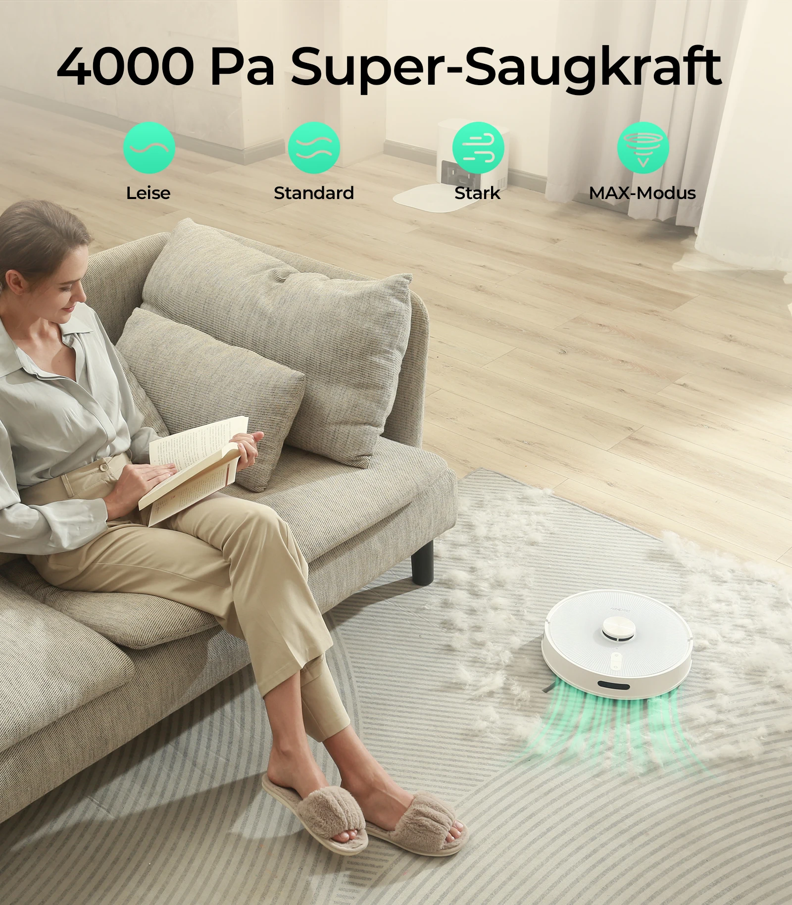 Roboter-Staubsauger Redkey R10, LiDAR-Navigation, APP-Steuerung, 4000PA Saugkraft, Smart Home Wischfunktion, Boden- und Teppichreinigungswerkzeug (1000W) – Detail 2