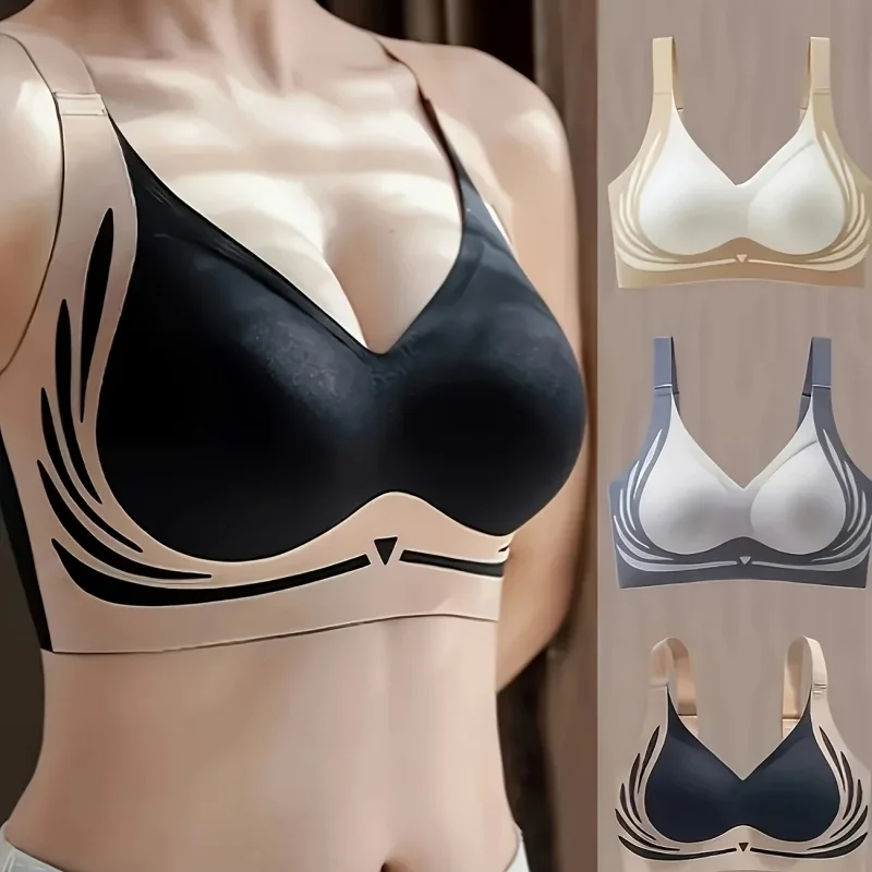 Комплект из трех бесшовных бюстгальтеров без косточек для женщин. Удобные бюстгальтеры пуш-ап с подъемной поддержкой.