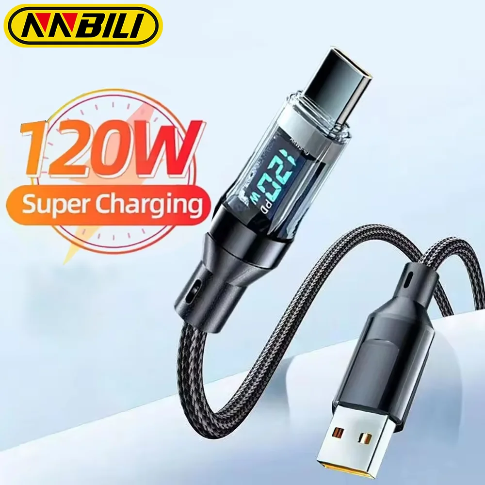 NNBILI PD120W USB Type C to USB C Cable For  Samsung Xiaomi LED Display Fast Charging Charger 5A USB C Cord