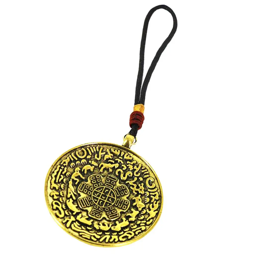 Eight-diagram-shaped Appetizer Pendant Copper Alloy Car Hanging Ornament Rearview Mirror Decor for Home Festival Celebration