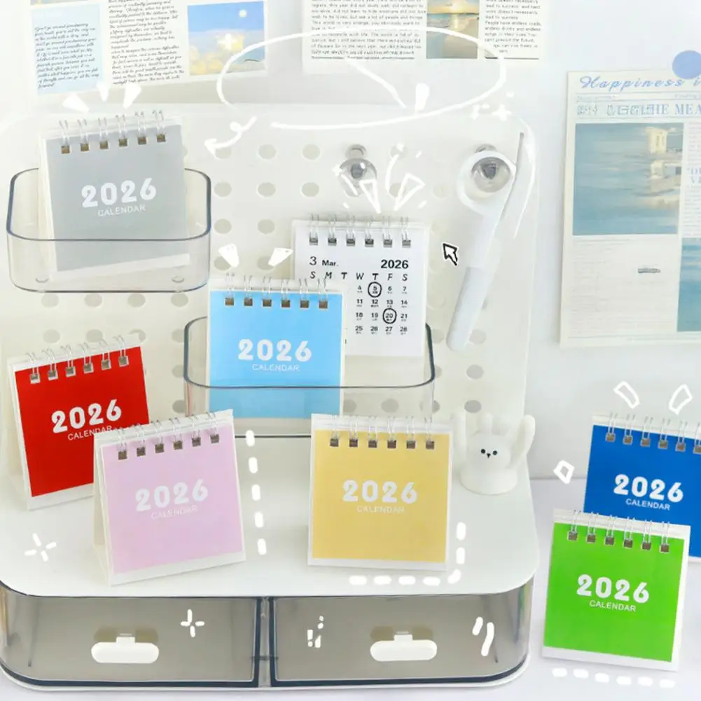 Compact Desktop Organizer 2026 Desk Calendar 2026 Mini Desktop Calendar Set with Cute Cartoon Designs for Office for School