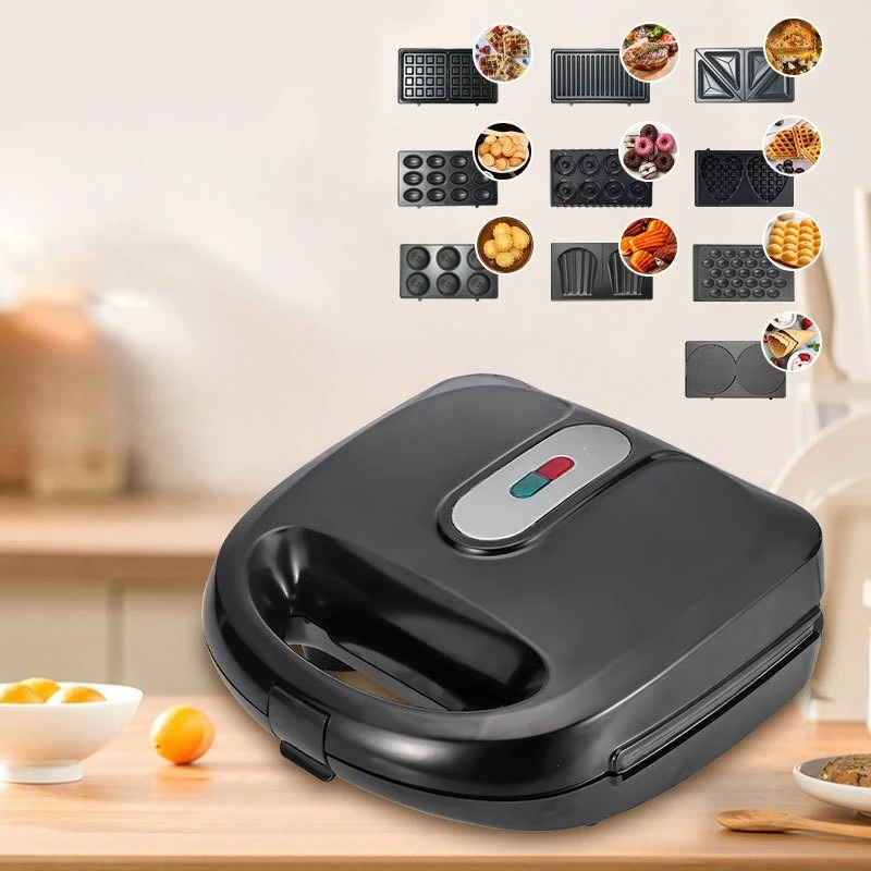 10-In-1 Sandwich Maker, Exchangeable Plate Waffle Maker, Donut Maker, Cake Breakfast Maker