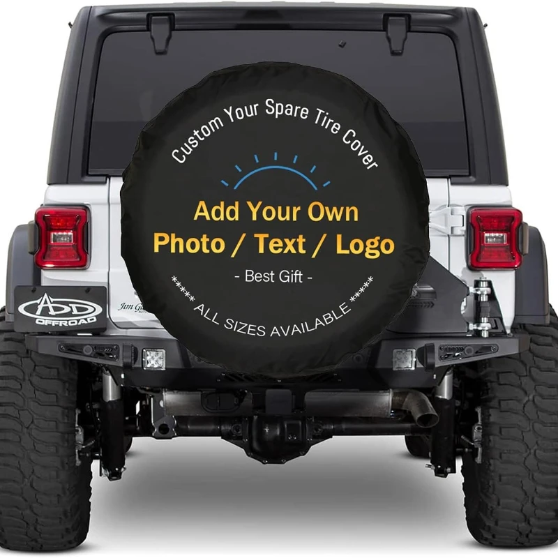 Custom Spare Tire Cover - Personalized Spare Tire Cover With Backup Camera Hole - Customize Wheel Cover With Photo Or Text - Uni