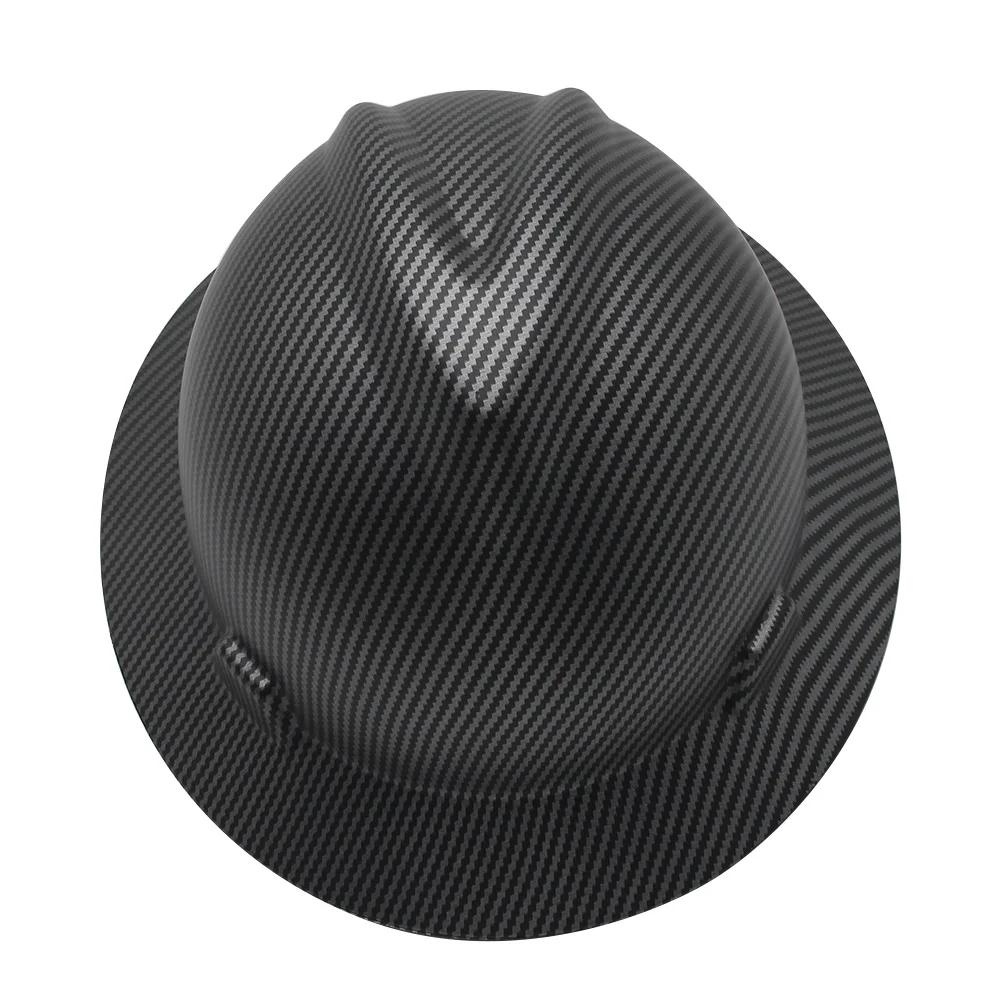 CE Carbon Fiber Full Brim Hard Hat  Construction Safety Helmet Lightweight High Strength Work Cap ABS Head Protective Hard Hat