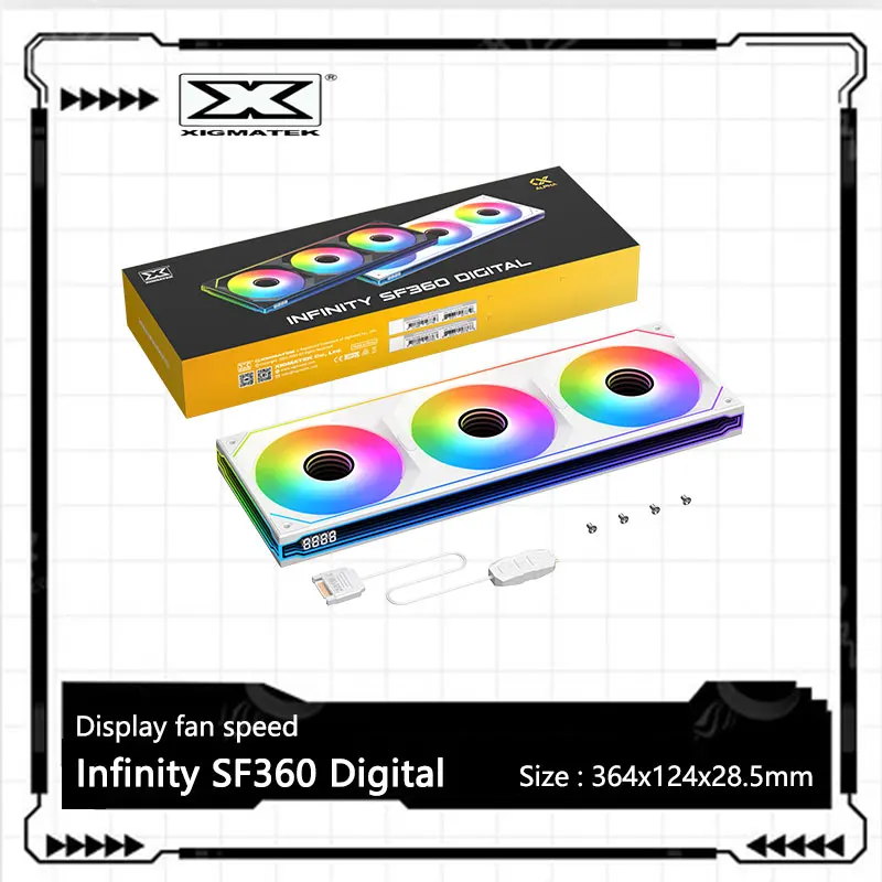 

Цифровой цельный вентилятор XIGMATEK Infinity SF360, 364X124X28,5 мм, скорость вентилятора дисплея/дизайн зеркала бесконечности/комплект с контроллером вентилятора