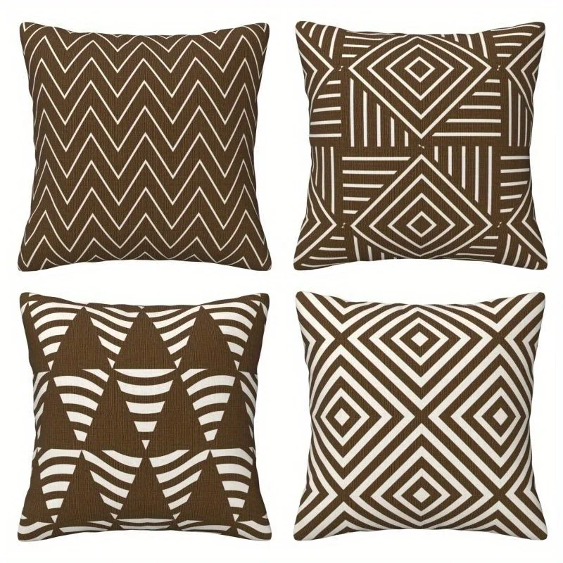 4 PCS Throw Pillow Covers Set Geometric Pattern Cushion Case Modern Zigzag Chevron Living Room Sofa Decor Pillowcase
