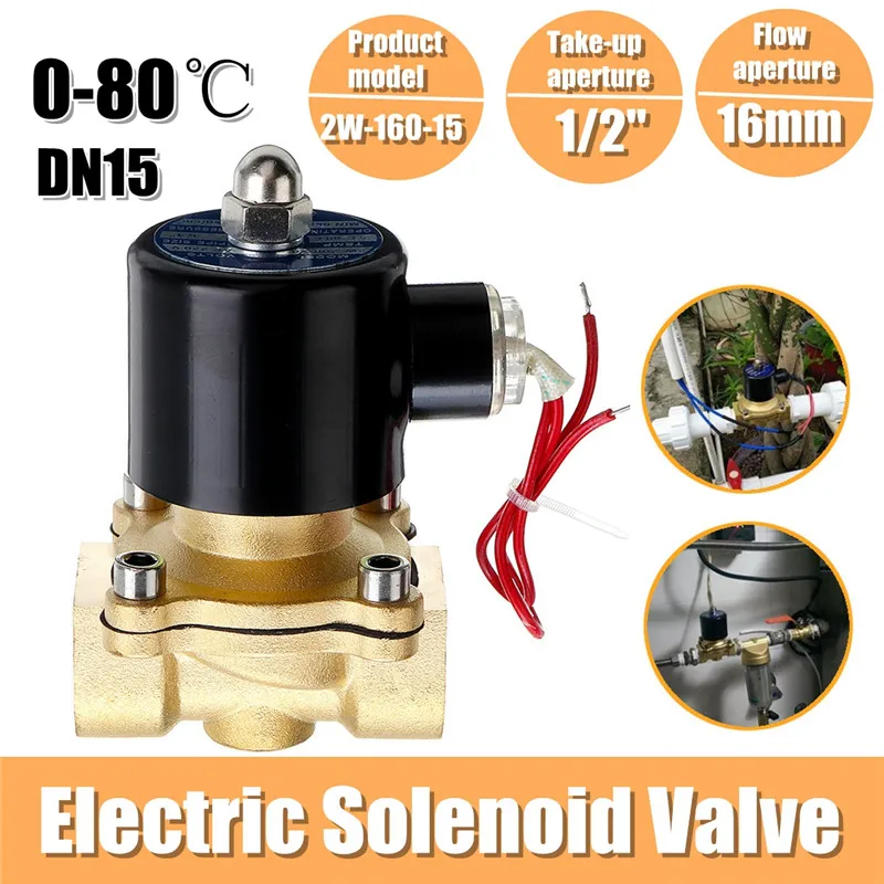 ALLSOME 1/2 3/4 1 Inch AC220V Electric Solenoid Valve Pneumatic Valve For Water Air Gas Brass  Air Valves Durable CJ010