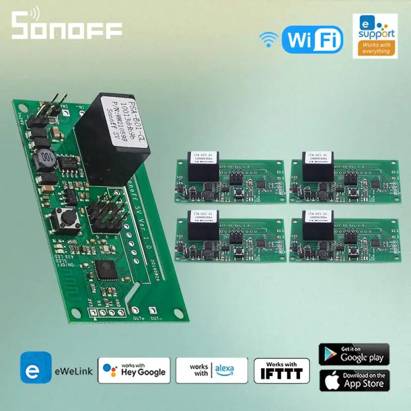 SONOFF SV Wifi Smart Switch Safe Voltage 5-24V Wireless Smart Home Relay Module Support Secondary Development Works With Alexa