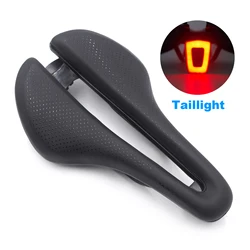 WALGUN Triathlon TT Bike Saddle Taillight Road Mountain Bike Mtb Saddle Prostatic Race Cycling Seat Aldult Bicycle Saddle Light