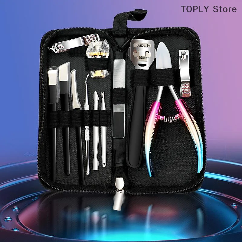 1/11PCS Nail Clipper Set Manicure Tool Pedicure Set Stainless Steel Nail File Kit Nail Clipper Household Portable Nail Scissors