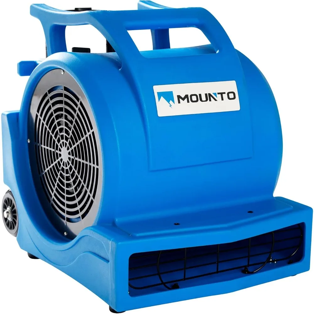 3단 속도 1마력 4000 플러스 CFM 몬스터 에어 무버 바닥 카펫 건조기 핸들 휠킷 포함 (블루)