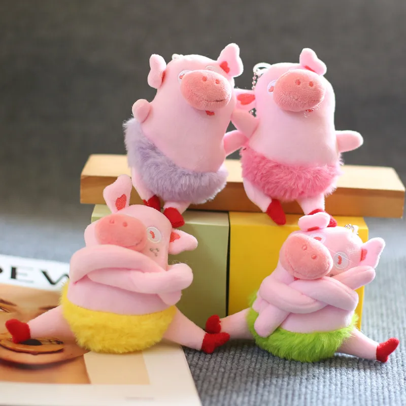 Piggy Pendant Pink Pig Plush Toy Cartoon Keychain Key Ring Anime Plushie Stuffed Action Figure Doll Key Chain Toys Gift