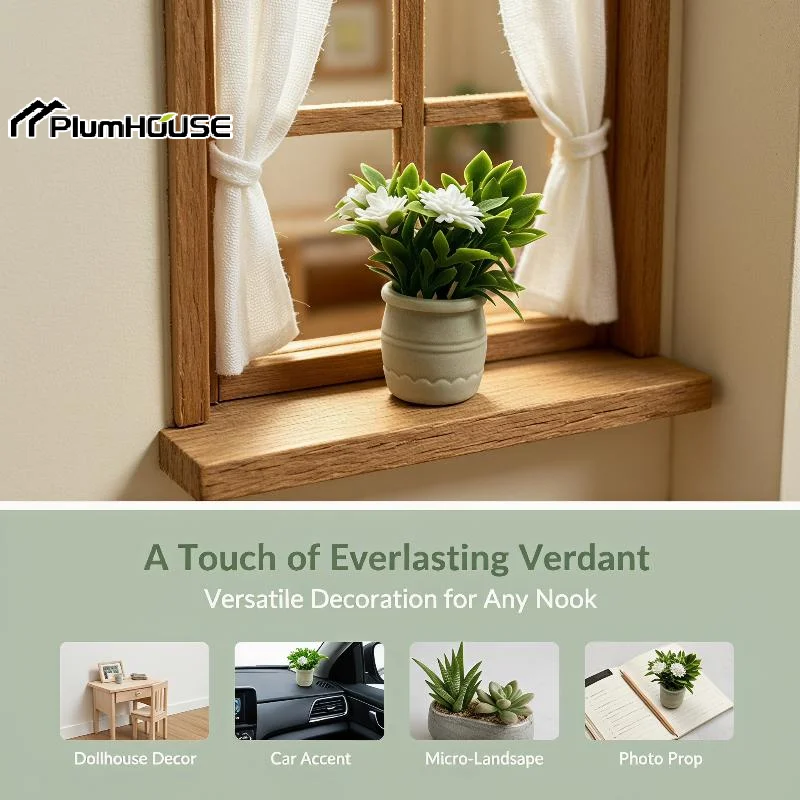 1Pcs Miniature Gypsophila Potted Plant For Model House Living Room Decoration Mini Landscape Crafts