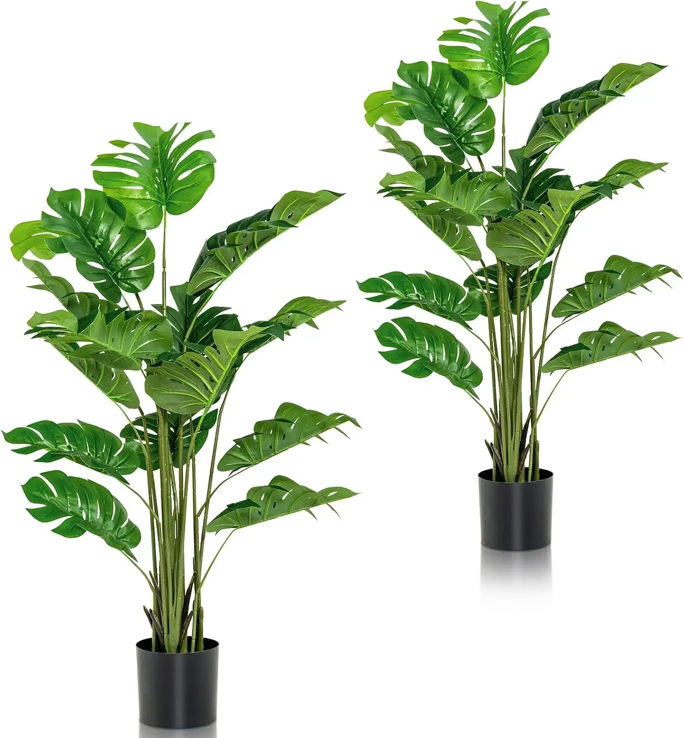 

Artificial Monstera Deliciosa Tree Set Of 2, Fake Greenery Plants In Pots For Indoor Outdoor, Faux Monstera Plant For Home