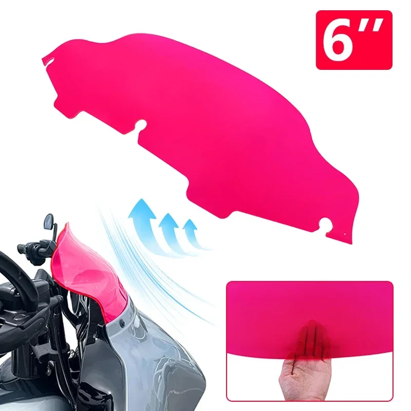 

Windshield Motocycle Red 6" Wave Front Windscreen Detachable Wind Deflectors For Harley Road Glide Ultra Custom FLTRU FLTR 94-13