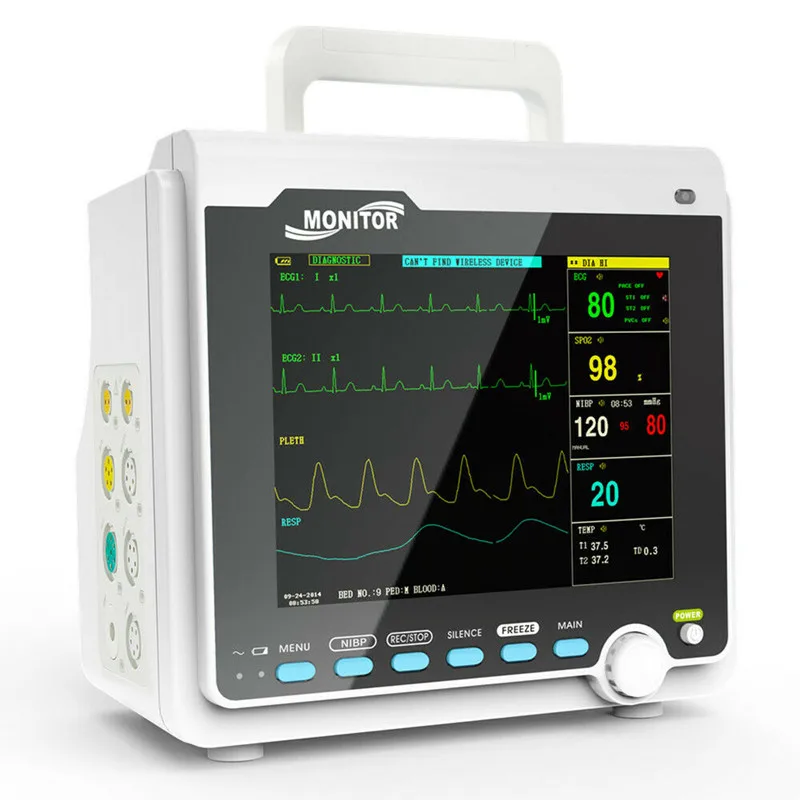 CONTEC Capnograph Etco2 CMS6000 Monitor de paciente con múltiples parámetros, Monitor de signos vitales de 8 pulgadas con IBP e impresora