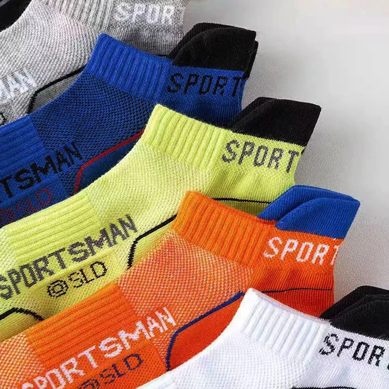 5 pairs thin summer short socks cotton man running sports mesh ankle socks youth Pupil breathable basketball socks men\'s 39-44