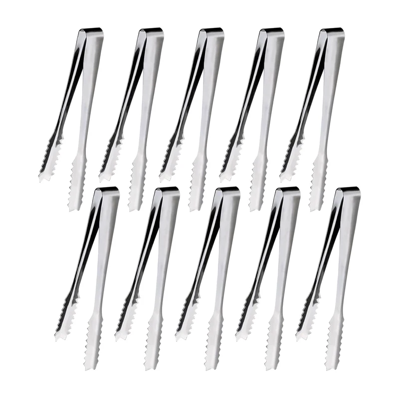 10Pcs Edelstahl Eis Zangen Set Mini Serviierzange Kaffee Zucker Würfel Kleine Clips Brot Kuchen Klemmen Salat Clips Küche werkzeug