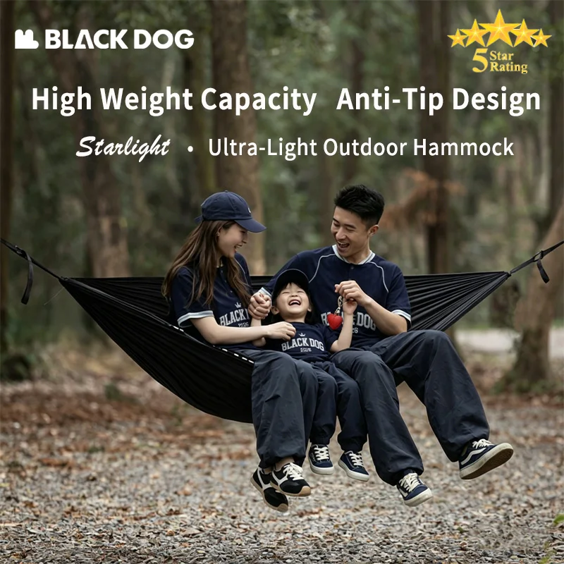 

BLACKDOG Anti-Roll Camping Hammock, Thickened Outdoor Swing Bed with Heavy Rope, New Portable Tree Hammock for Travel Backyard