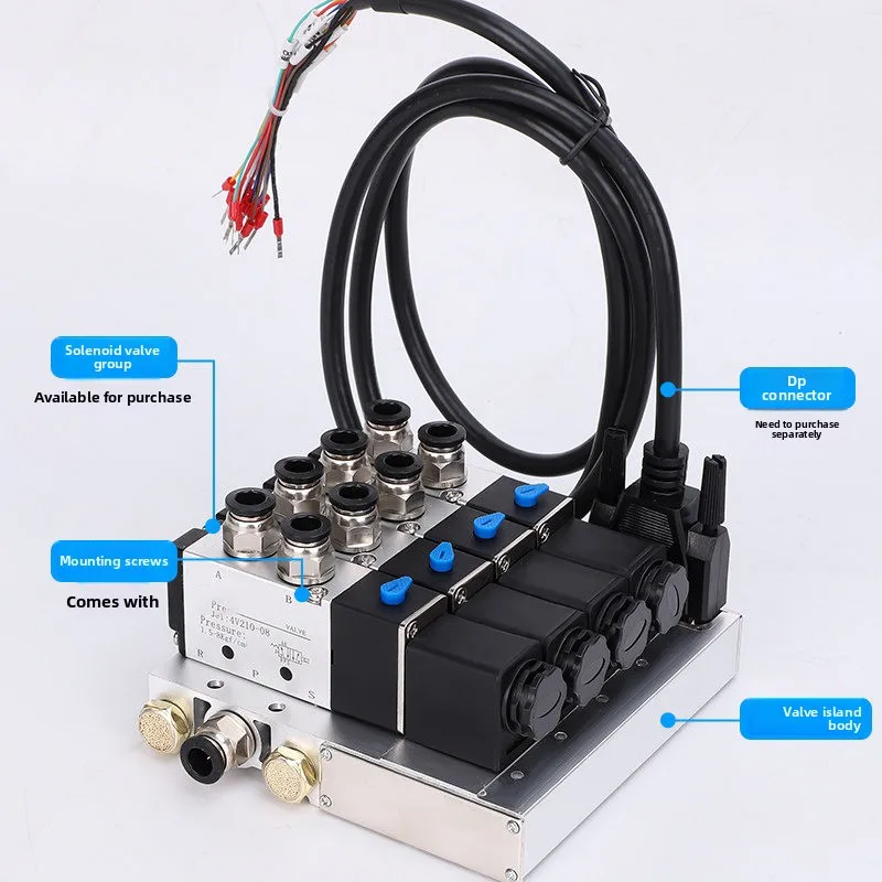 Pneumatic Solenoid Valve Group 4V210-08 DC24V Integrated Drop-in Valve Island Gas Valve Bus  Plate 24V Manifold Base