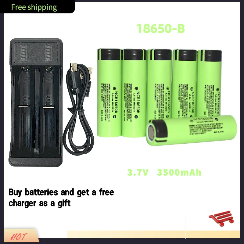 Free Shipping Air Express NCR 18650B 34B 3.7V 3500mAh 30A Discharge Lithium-ion Rechargeable Battery Charger for Monitoring