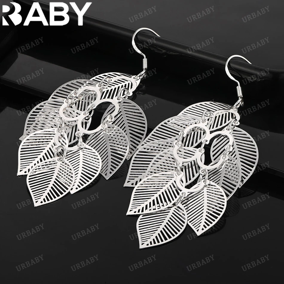 

URBABY 925 Sterling Silver Earrings Hollow Leaves Drop Earrings For Women Jewelry Fashion Party and Daily Wear