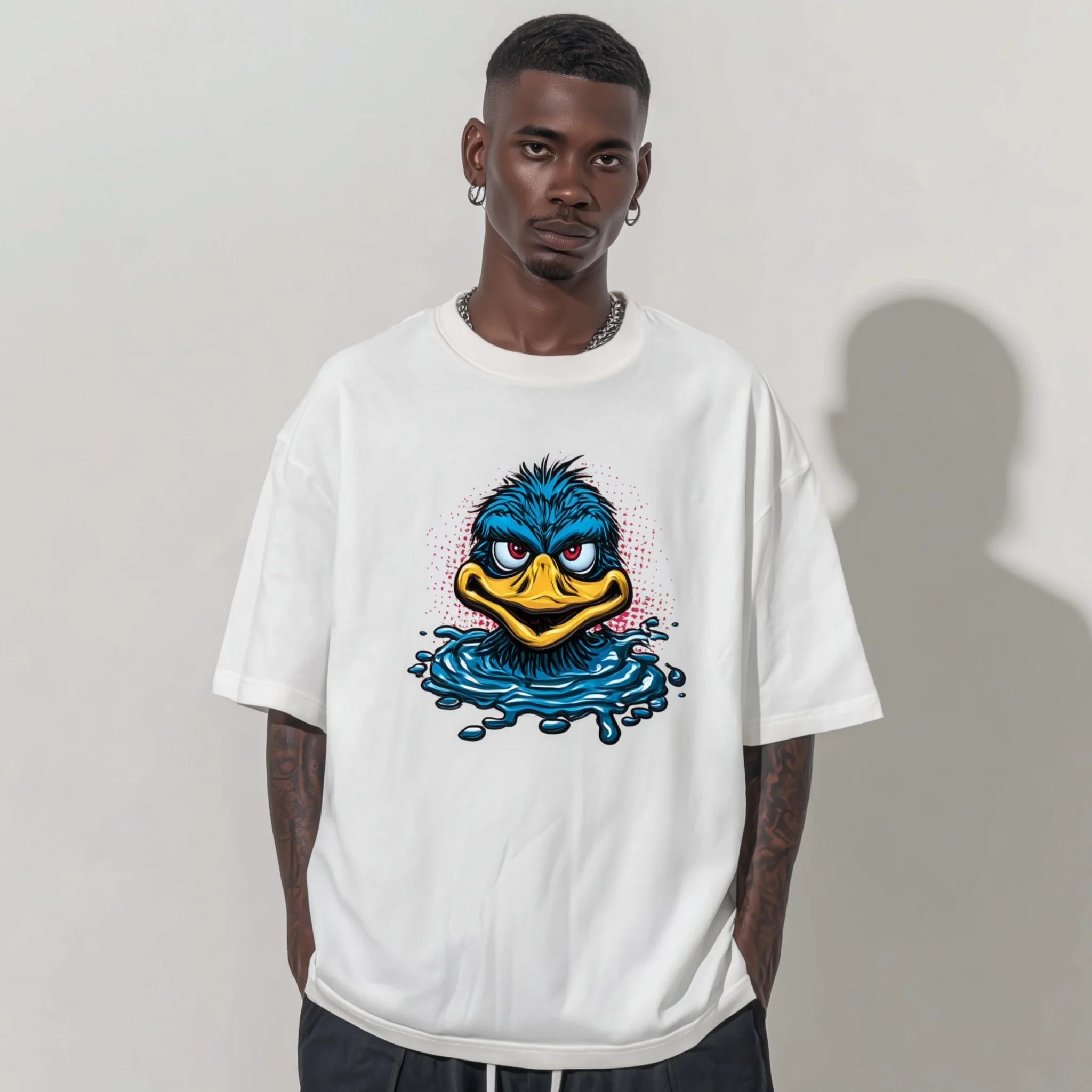 

Teevo Men's Casual T-Shirt Cartoon Bird Print Daily Wear
