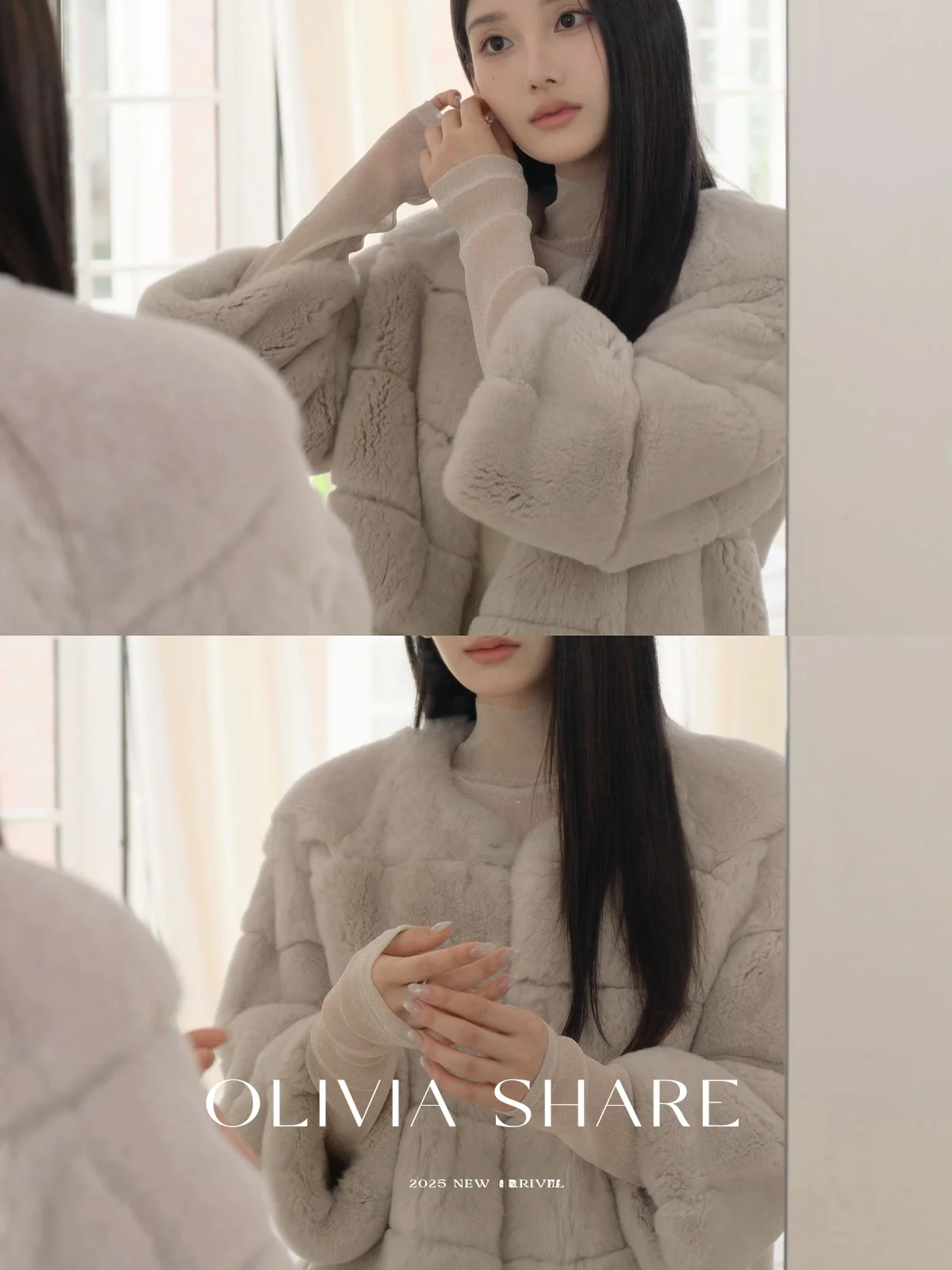 

Пальто из натурального меха кролика OS7 Gentle Miss Rabbit, утепленное, с длинными рукавами, для женщин, 100% кроличий мех