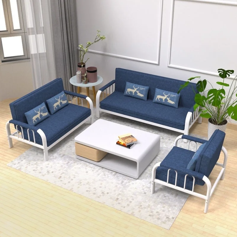 Sofa Folding Rental Room Simple Iron Sofa Bed Two-Seat Small Apartment Super Narrow